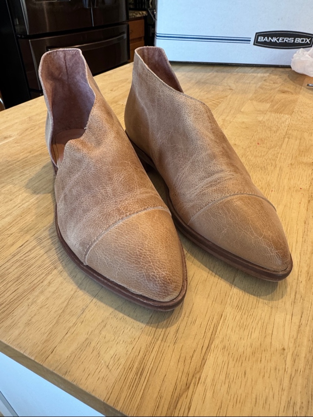 Free People Brown Leather Slip-On Flats 5.5